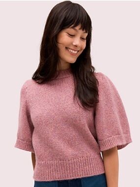 Kate Spade Bell Sleeve Dusky Pink Short-Sleeve Crewneck Sweater